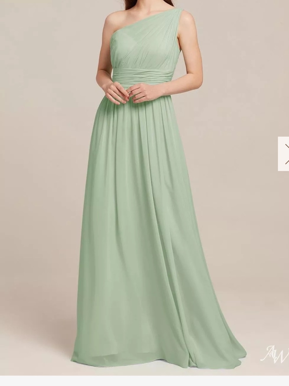 One-Shoulder Sage Green Chiffon Maxi Dress NWT SZ 6